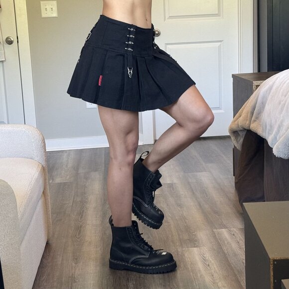 TRIPP NYC Daang Goodman Grunge Pleated Garter Straps Mini Skirt Rave Whimsygoth - Picture 1 of 10